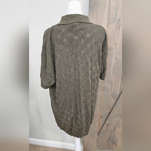 WINWARD Open Knit Camp Collar Button Down Short Sleeve Shirt. Olive. XL NWT - Picture 16 of 16
